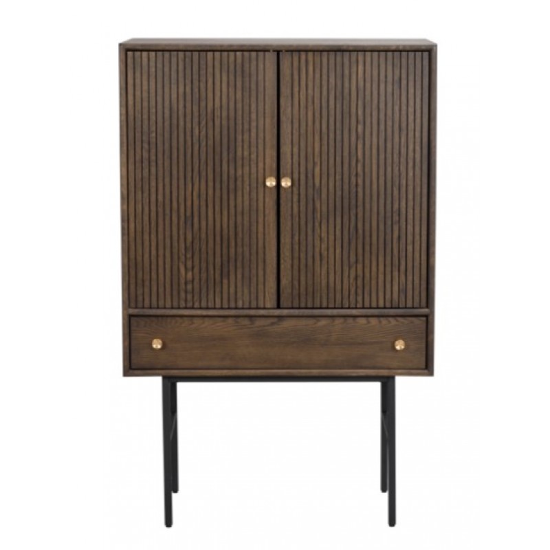 RO Clearbrook cabinet 79 brown oak/black metal